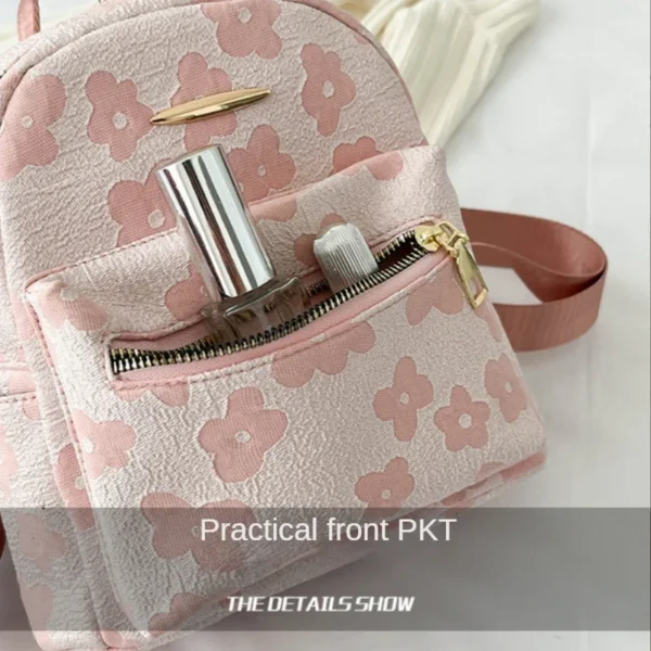 PU Leather Shoulder Mini Small Backpack Multi-Function Ladies Phone Pouch Pack Flower Print Ladies School Backpack Bag for Women - Image 5