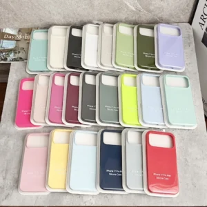 Original Liquid Silicone Phone Case for iPhone 16 17 14 15 12 for 13 14 Pro Max Cases for iPhone 17 13 15 16 11 Full LOGO Cover