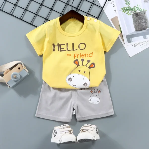 2PCS mother Kids Clothes Children's Sets Boys Girl T-shirt Shorts Summer Cotton Short sleeve Baby Children Clothing Toddler Suit - Image 8