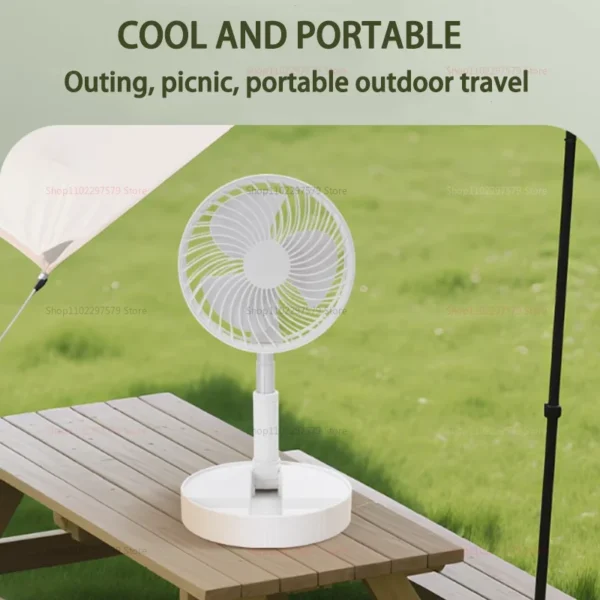 2025 Portable Folding Telescopic USB Desktop Fan for Home Outdoor Camping Rechargeable Multifunctional Floor Standing Fan - Image 4