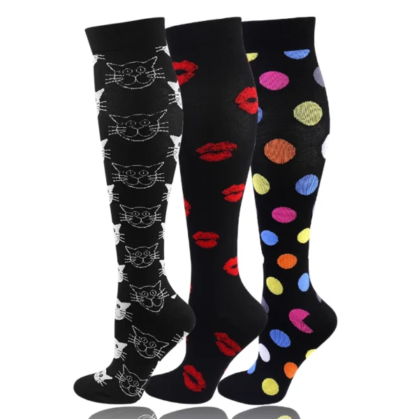 58 Styles 3 Pairs/Pack Compression Socks Knee High 30MmHg  Women Men Sports Socks Edema Diabetes Varicose Veins Running Socks - Image 35
