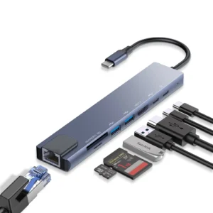 8in1 USB C Hub Docking Station Usb C To Ethernet Adapter Type C Adapter RJ45 4K HDMI For Macbook iPad