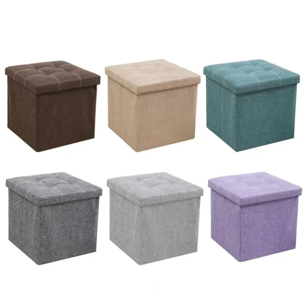 Storage Stool Foldable Large Capacity Waterproof Bedroom Bench Foot Rest Stool with Padded Seat Sundries Organization Pouf - Image 5