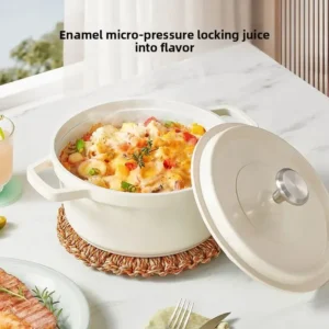 Enameled Steel Braiser W/Lid Crock Pot Stockpot