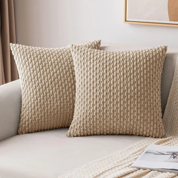 Spring Sage Green Decorative Throw Pillow Covers 18x18 Soft Corduroy Striped Square Pillow Covers for Couch Living Room Bed Sofa - Image 8