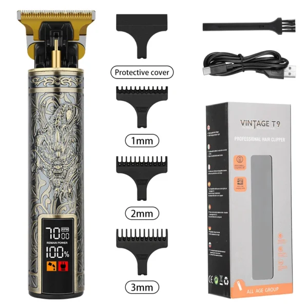 Vintage T9 hair clippers for barber shop Hair cutting machine Electric trimmer led hair clipper Dragon carving Shaver Beard - Image 7