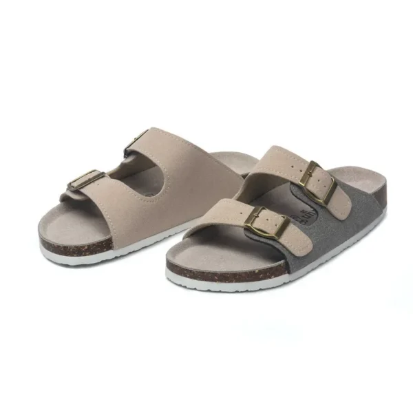 New Summer Men's Cork Slippers Suede Leather Mule Clogs Slippers Man Soft Cork Two Buckle Beach Slides Footwear For Men - Image 4