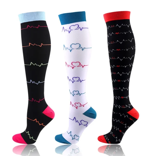 58 Styles 3 Pairs/Pack Compression Socks Knee High 30MmHg  Women Men Sports Socks Edema Diabetes Varicose Veins Running Socks - Image 43