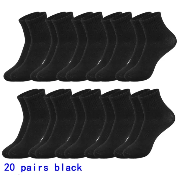 4/5/8/10/20 Pairs of MEN'S AND WOMEN'S Black Cotton Business Mid Length Soft and Warm Autumn/winter Solid Color Casual Socks - Image 17