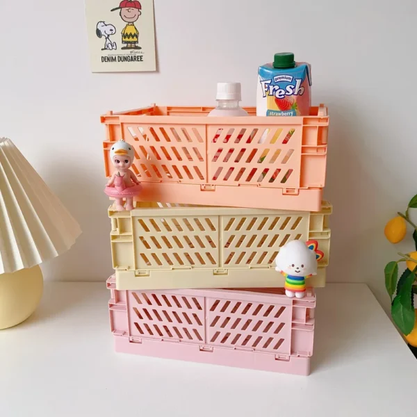Foldable Storage Box with Handles Collapsible Crate for Toys, Cosmetics & Desk Organization - Image 5