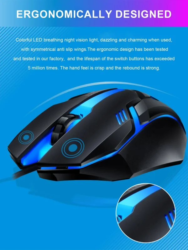 Glow Mechanical Feel Wired Keyboard and Mouse Set, ergonomic design, suitable for both gaming and office use - Image 5