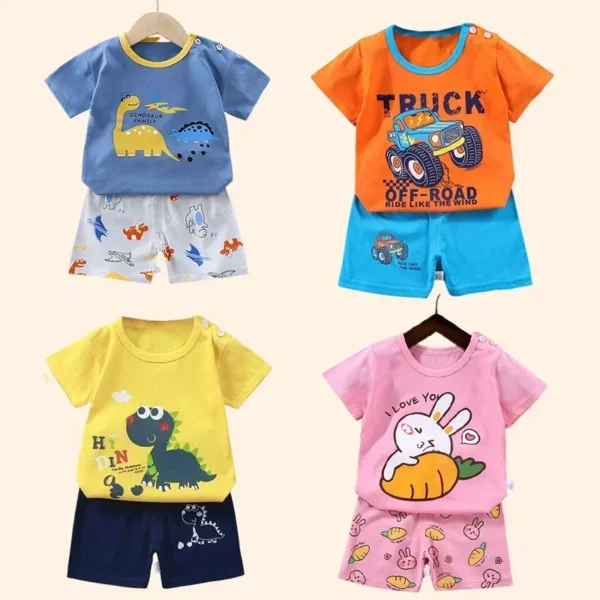 Children's Sets mother Kids Clothes Boys Girl T-shirt Shorts 2PCS Summer Cotton Short sleeve Baby Children Clothing Toddler Suit - Image 2