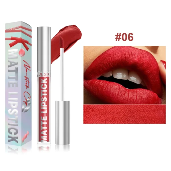 Velvet Matte Lip Glaze Easy To Color Dark Red Matte Liquid Lipstick Waterproof Lasting Moisturizing Brown Lip Gloss Cosmetic 1pc - Image 10