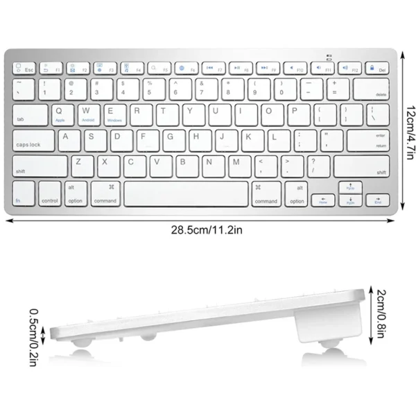 Portable Wireless Bluetooth Keyboard Ultra Thin Quiet Click Keyboard for Smartphone PC Laptop Tablet - Image 2