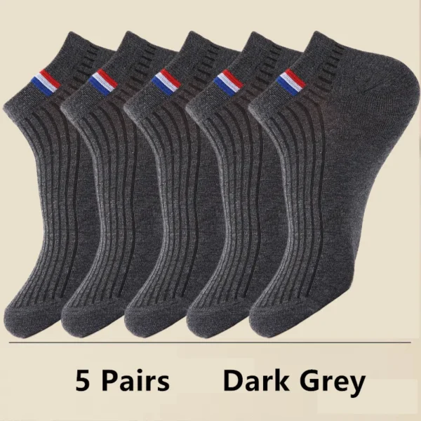 5 Pairs Thin Boat Socks Summer Blending Plain Color Mens Casual Breathable Sweat Absorbing Calibration - Image 10