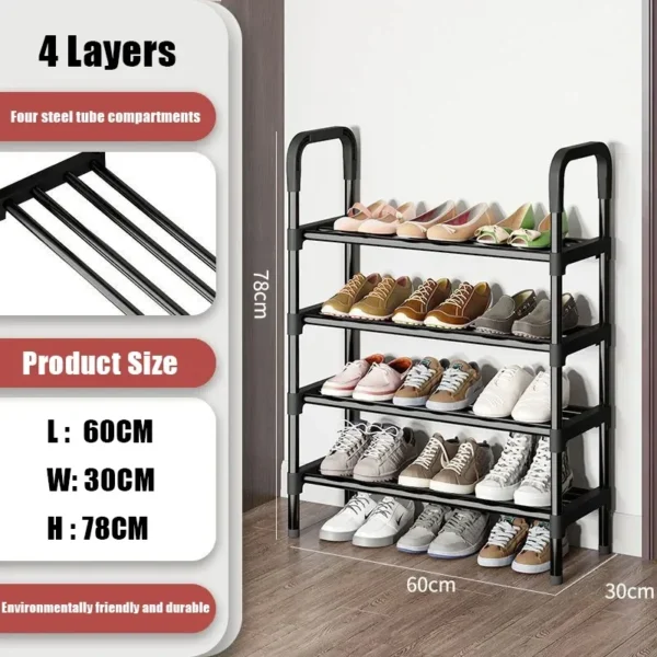 8 Tier Household Metal Shoe Rack Furniture Elevated Shoe-Shelf Multi-Functional Black Storage Racks Space Saving For Living Room - Image 9