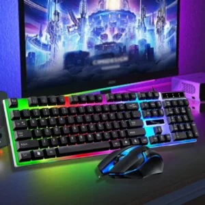Glow Mechanical Feel Wired Keyboard and Mouse Set, ergonomic design, suitable for both gaming and office use