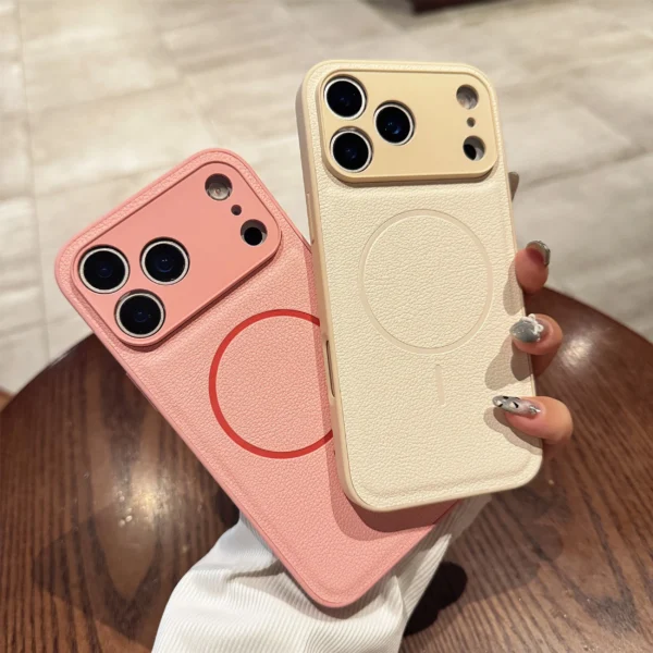 For Iphone17promax Magnetic Case Leather Pattern Matte Phone Case for IPhone 17 16 14 15 13 12 Pro Max Plus 11 for Magsafe Cover - Image 5
