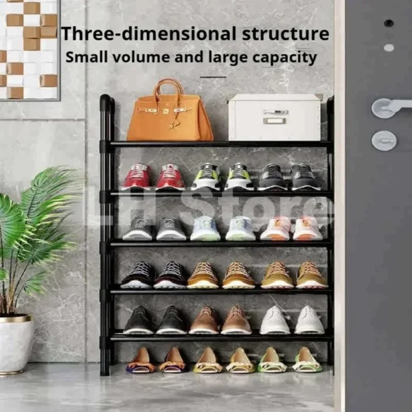 8 Tier Household Metal Shoe Rack Furniture Elevated Shoe-Shelf Multi-Functional Black Storage Racks Space Saving For Living Room - Image 4