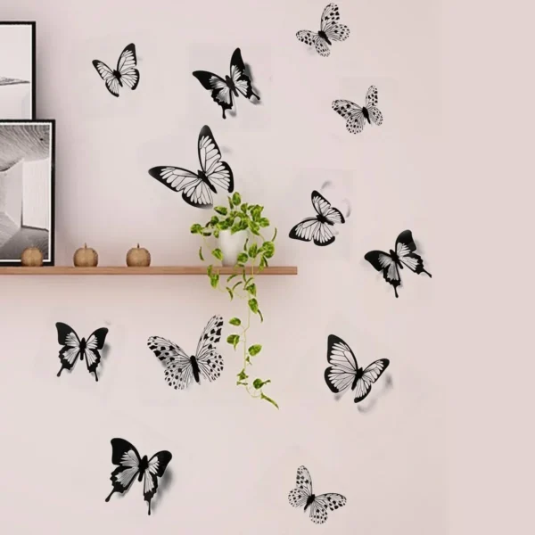Black White 3D Butterfly Wall Stickers Wedding Decoration Bedroom Living Room Home Decor Butterflies Decals Decals - Image 3