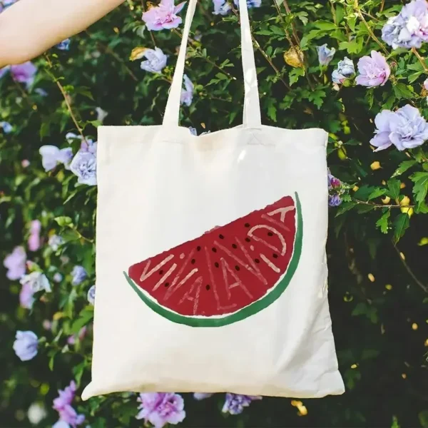 Watermelon Print Tote Bag for Travel & Shopping Colorful Watermelon Slice Design Shopping Tote Bag  Reusable Shoulder Bag - Image 4