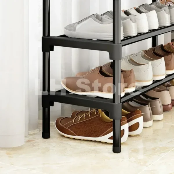 8 Tier Household Metal Shoe Rack Furniture Elevated Shoe-Shelf Multi-Functional Black Storage Racks Space Saving For Living Room - Image 6