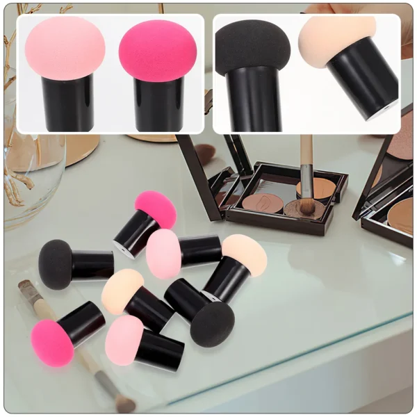 6pcs Mushroom Powder Puff Women Makeup Tools Durable Sponges Strong Grip No Smell Non Fading For Foundation