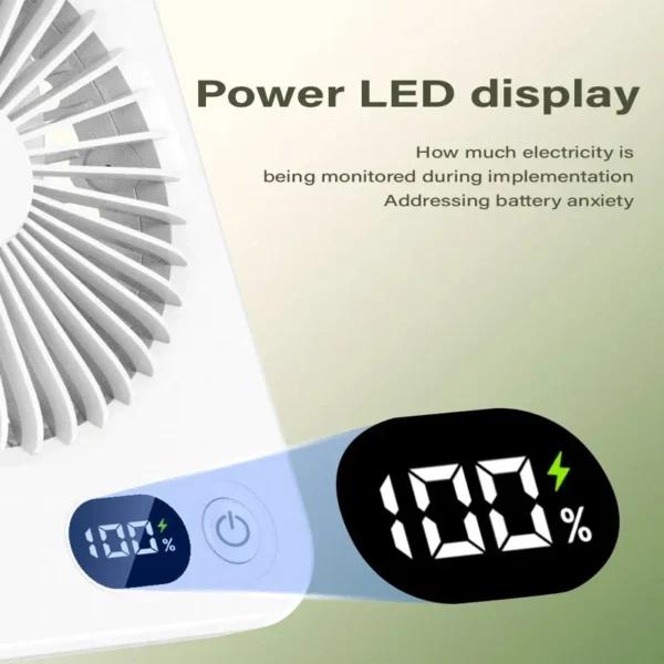 USB-C Desktop Mini Fan 5-Speed Adjustable Air Circulator Portable Standing Fan LED Display For Office Home Travel Dorm Quiet - Image 2