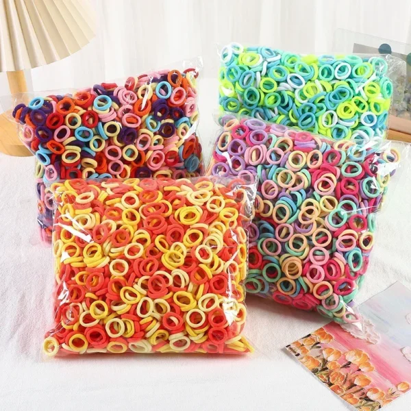 50Pcs/bag Colorful Basic Nylon Ealstic Hair Ties for Girls Ponytail Hold Scrunchie Rubber Band Kid Fashion Hair Accessories - Image 4