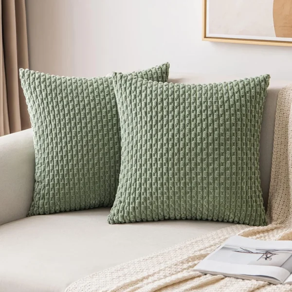 Boho Striped Decorative Throw Pillow Covers, Soft Corduroy Double-sided Fluffy Farmhouse Couch Pillow Covers, Orange 40/45/50CM - Image 9