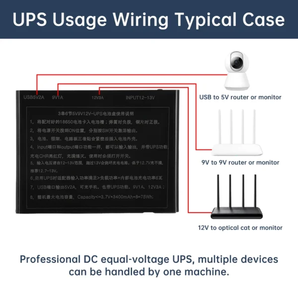 5V 9V 12V Output 60W UPS Uninterrupted Power Supply DIY Power Bank Box for House Router Cellphone Tablet Modem Without Battery - Image 4