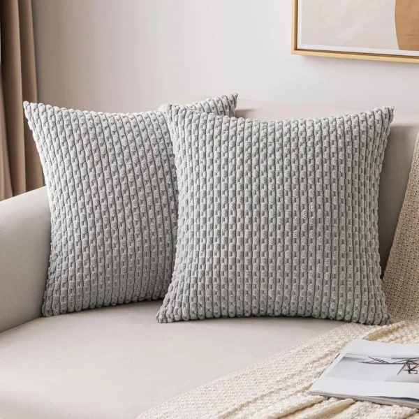 Spring Sage Green Decorative Throw Pillow Covers 18x18 Soft Corduroy Striped Square Pillow Covers for Couch Living Room Bed Sofa - Image 10
