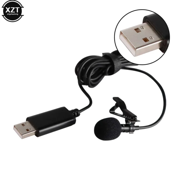 200cm Portable Mini USB Mic Clip-on Omni-Directional Stereo Microphone for Laptop Live Recording Camera Sound Card Professional - Image 4