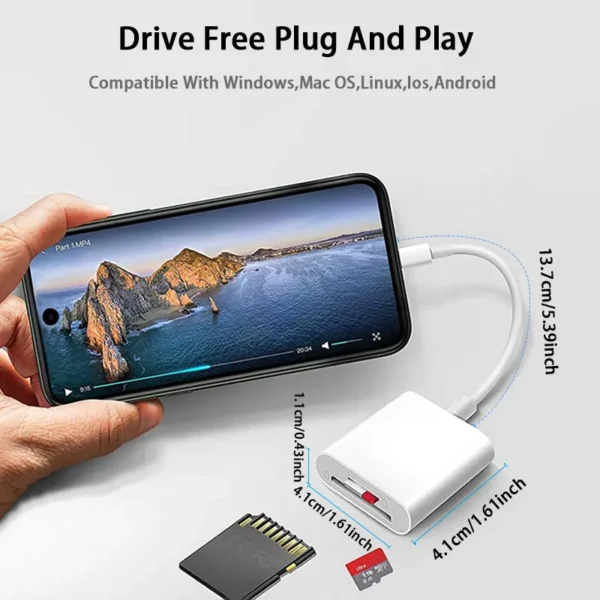 2 in 1 USB-C Card Reader, USB C To SD Card OTG SD/TF Memory Converter for Ipad Pro, for Macbook & Other Tablets - Image 2