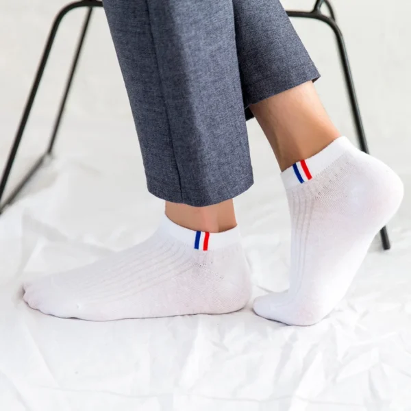5 Pairs Thin Boat Socks Summer Blending Plain Color Mens Casual Breathable Sweat Absorbing Calibration - Image 3