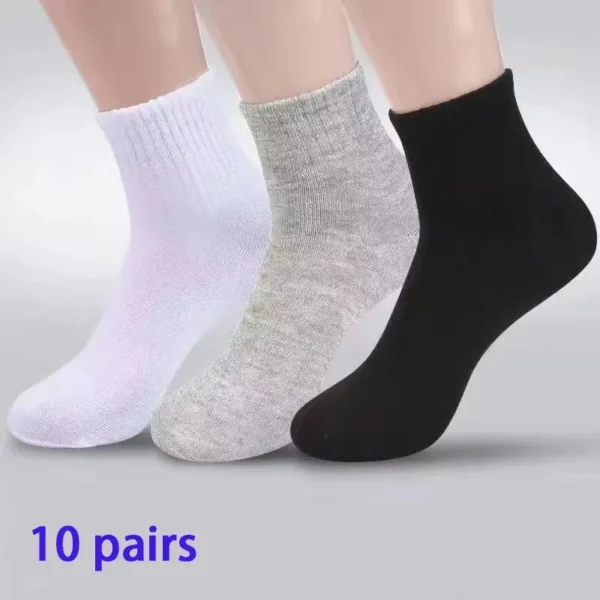4/5/8/10/20 Pairs of MEN'S AND WOMEN'S Black Cotton Business Mid Length Soft and Warm Autumn/winter Solid Color Casual Socks - Image 16