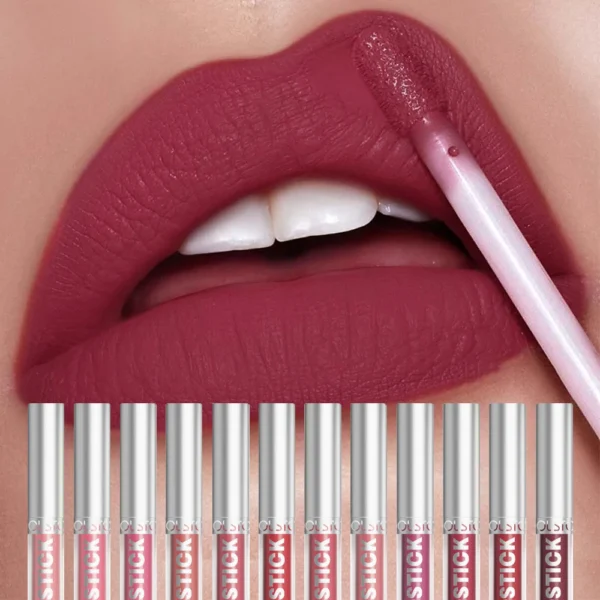 Velvet Matte Lip Glaze Easy To Color Dark Red Matte Liquid Lipstick Waterproof Lasting Moisturizing Brown Lip Gloss Cosmetic 1pc - Image 2
