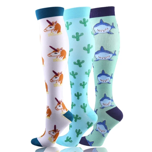 58 Styles 3 Pairs/Pack Compression Socks Knee High 30MmHg  Women Men Sports Socks Edema Diabetes Varicose Veins Running Socks - Image 33