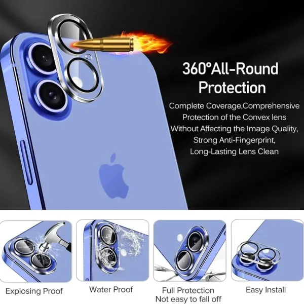 3PCS Tempered Glass Camera Lens Protectors for IPhone 16 ProMax/16 Pro/16 Plus/16 HD Clear Waterproof Lens Protective Films - Image 3