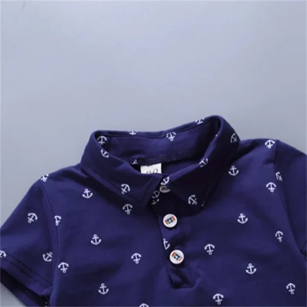 2PCS Baby Set Cute Kids Boys Clothes Summer Random Print Boat Anchor Pattern Short Sleeve Shorts Set For 1-5Years - Image 4