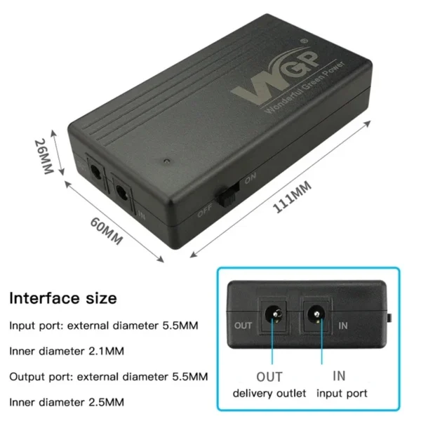 Portable Mini 7800mAh UPS DC Battery Backup for 12V Devices, Ideal for Router, Modem, and WiFi, 2A Output, Compact Design, - Image 5