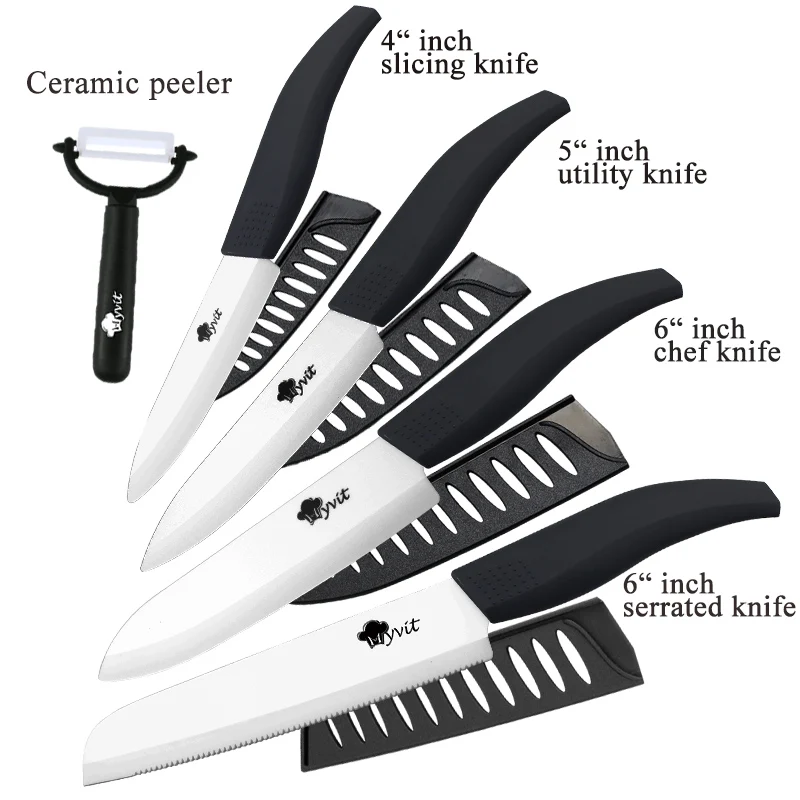 Ceramic Knives Set for Kitchen Unit 3 4 5 6 Inch Utility Fruit Slicing Peeler with Sheath Black Zirconia Blade Bread Chef Knife 28 Ceramic Knives Set for Kitchen Unit 3 4 5 6 Inch Utility Fruit Slicing Peeler with Sheath Black Zirconia Blade Bread Chef Knife - Image 28