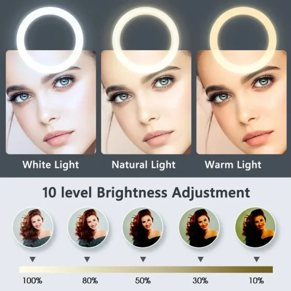 10inch Selfie Ring Light, Photography Fill Light Led Ring Lamp Ringlight for Video Recording Live Broadcast Selfie Led Lamp - Image 4