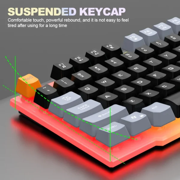 Single keyboard and keyboard mouse RAIKU T26 Three tone Luminous Keyboard Mouse Wired Mechanical Touch Gaming Mouse Keyboard Set - Image 5
