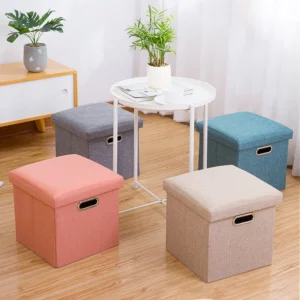Folding Storage Ottoman Cube Chest with Sponge Lid 11.81x11.81x11.81inch Foot Rest Storage Footrest for Living Room Bedroom Dorm