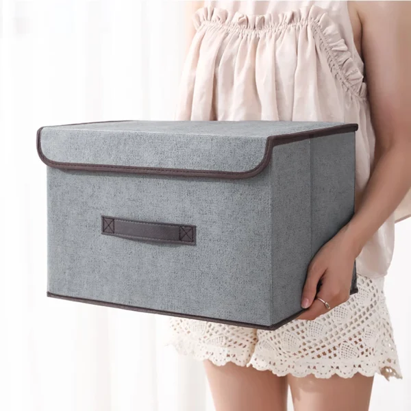 Non-woven Fabric Fold Storage Box Bedroom Wardrobe  Toy Clothes Sundries Organizer with Cover Underwear Sock Home Accessories - Image 5