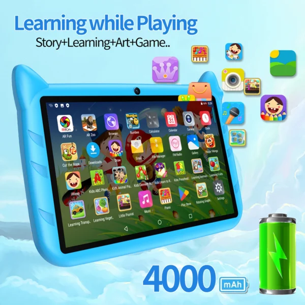 New 7 Inch Cartoon Pattern Kids Tablets Quad Core 4GB+64GB ROM Bluetooth 5G WiFi Learning Education Games Tablet Children's Gift - Image 3