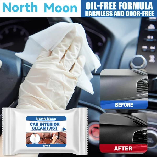 Disposable Car Interior Cleaning Wet Wipe Dashboard Console Carpet Leather Towel - Image 2