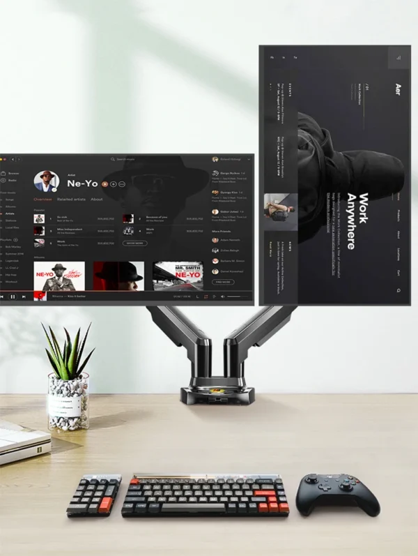 Desktop NB F160 + FP-2 Gas Spring Dual Arm for 17"-27" Monitor Holder + 10"-17" Laptop Support Air Press Mount Stand Load 2-9kg - Image 5