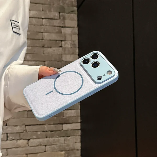 For Iphone17promax Magnetic Case Leather Pattern Matte Phone Case for IPhone 17 16 14 15 13 12 Pro Max Plus 11 for Magsafe Cover - Image 4